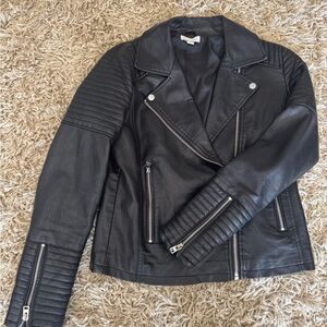 Topshop Black Leather Moto Jacket